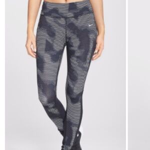 Nike Gray Black Dri Fit Epic Run Lux Pixel Camo Print Tights Leggings Size M